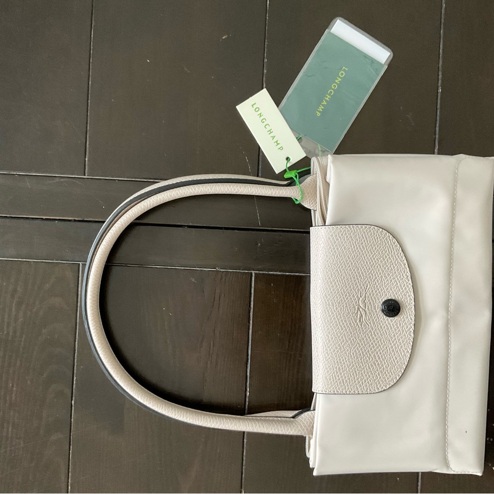 RARE - HTF Longchamp Le Pliage Cuir Nylon Bag in Pink White